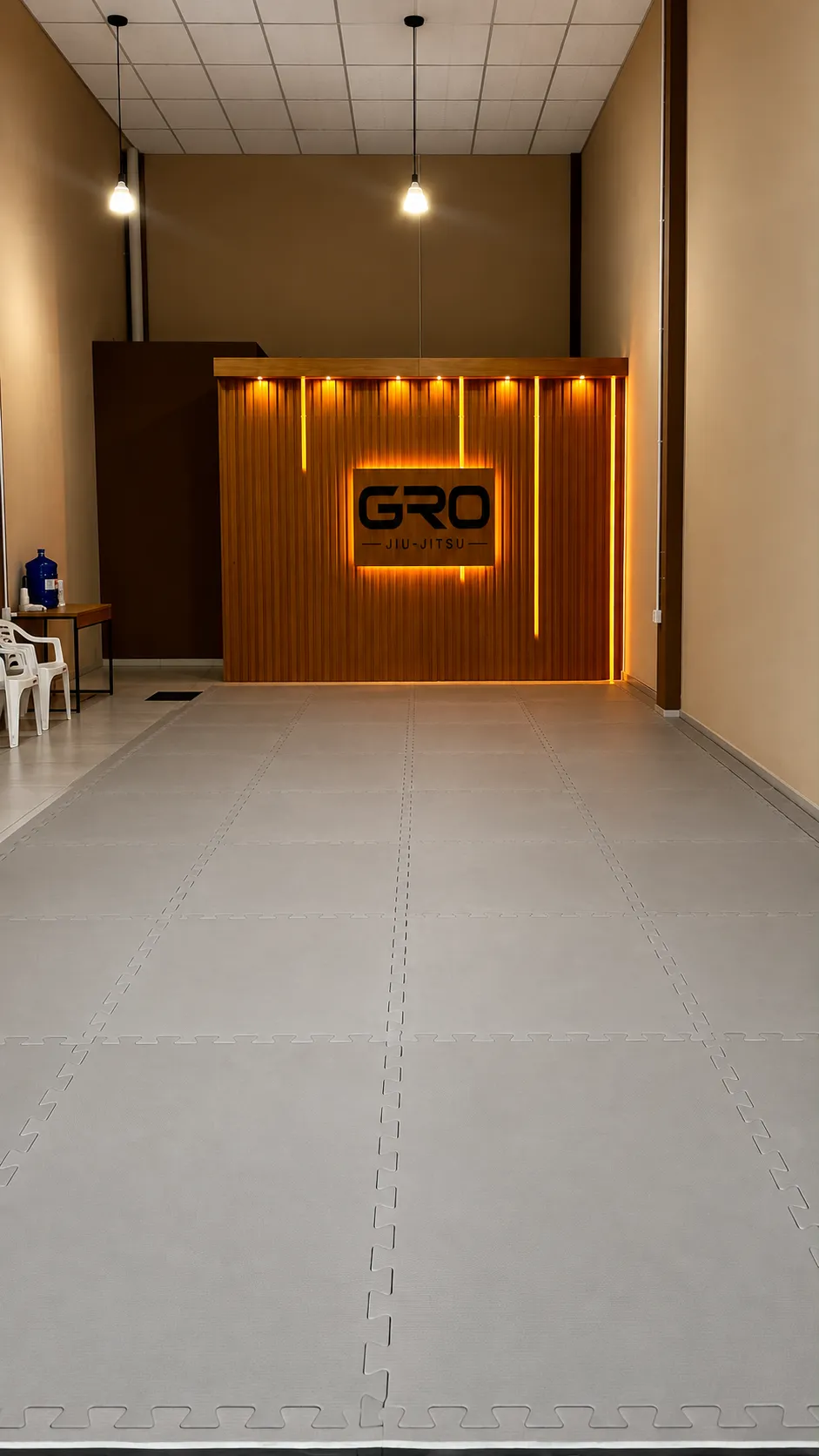 Tatame da GRO Jiu-Jitsu, espaço de treino em Sapucaia do Sul